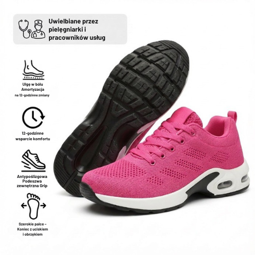 Buty do 12-godzinnej zmiany łagodzące ból stóp, kolan i pleców przez cały dzień