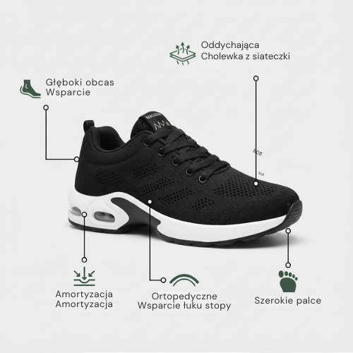 Buty do 12-godzinnej zmiany łagodzące ból stóp, kolan i pleców przez cały dzień