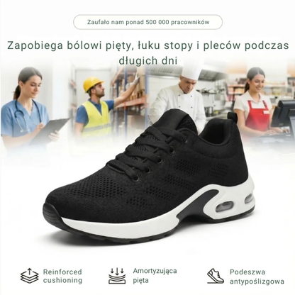 Buty do 12-godzinnej zmiany łagodzące ból stóp, kolan i pleców przez cały dzień