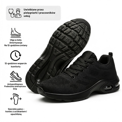 Buty do 12-godzinnej zmiany łagodzące ból stóp, kolan i pleców przez cały dzień