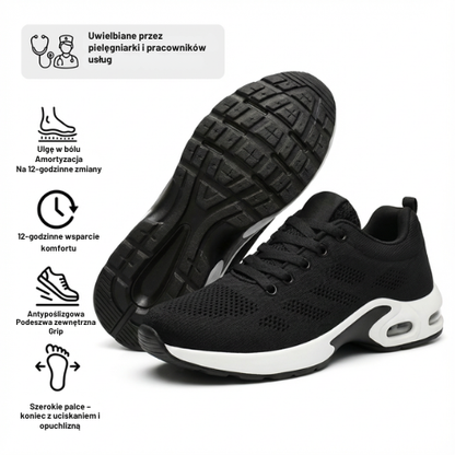 Buty do 12-godzinnej zmiany łagodzące ból stóp, kolan i pleców przez cały dzień