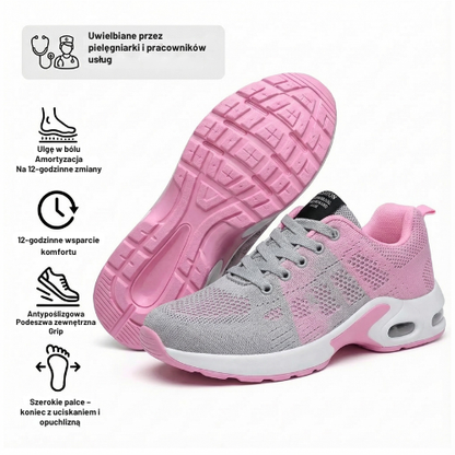 Buty do 12-godzinnej zmiany łagodzące ból stóp, kolan i pleców przez cały dzień